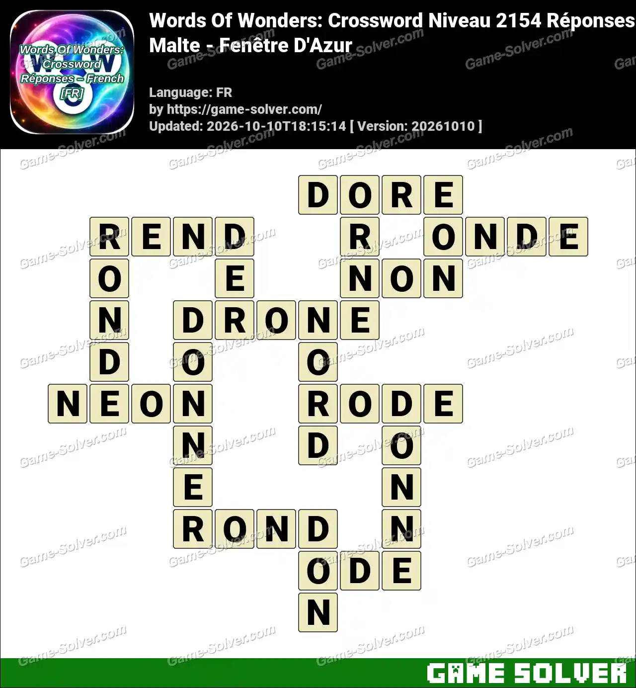 Words Of Wonders: Crossword Niveau 2154 Réponses – Malte – Fenêtre D’Azur